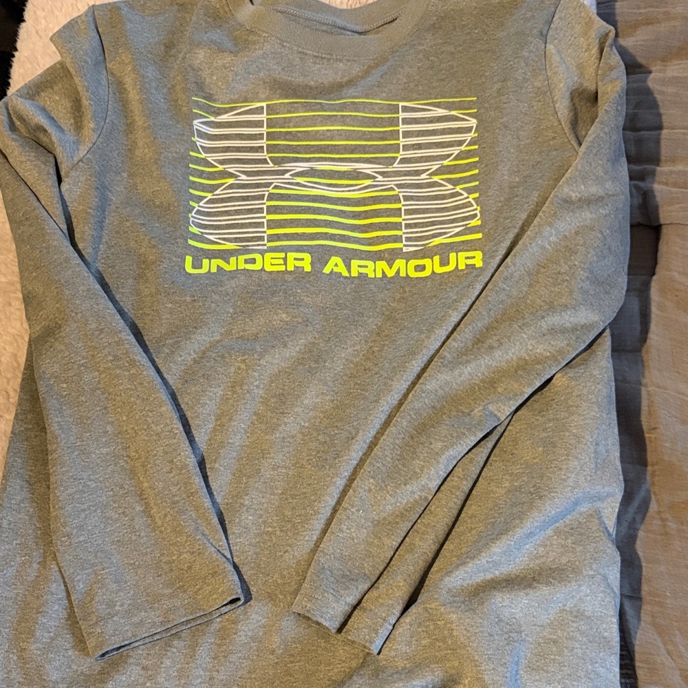 Under Armour Gray Shirt with Neon Yellow Logo